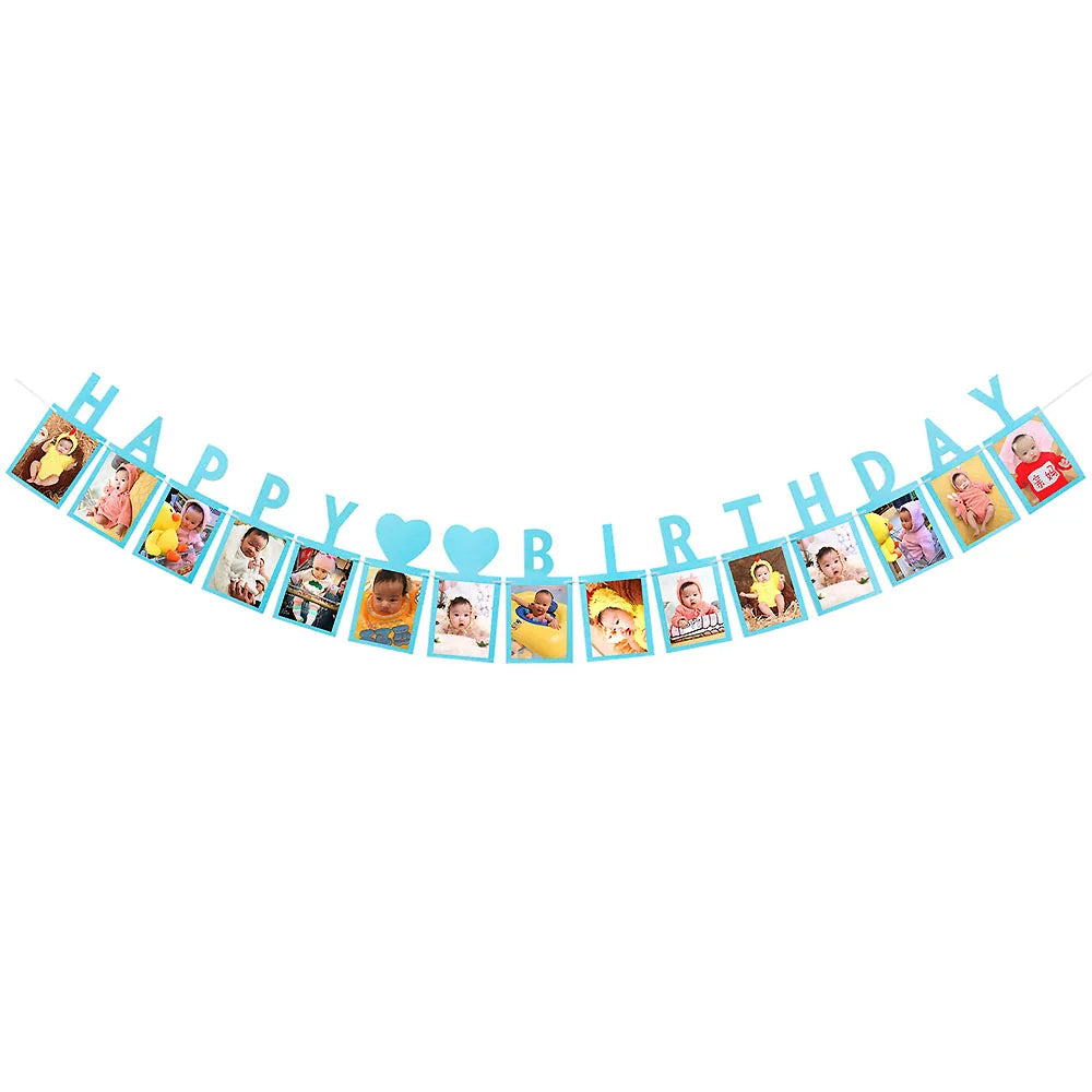12 Months Photo Frame Banner Newborn Garland 1st Birthday Decorations