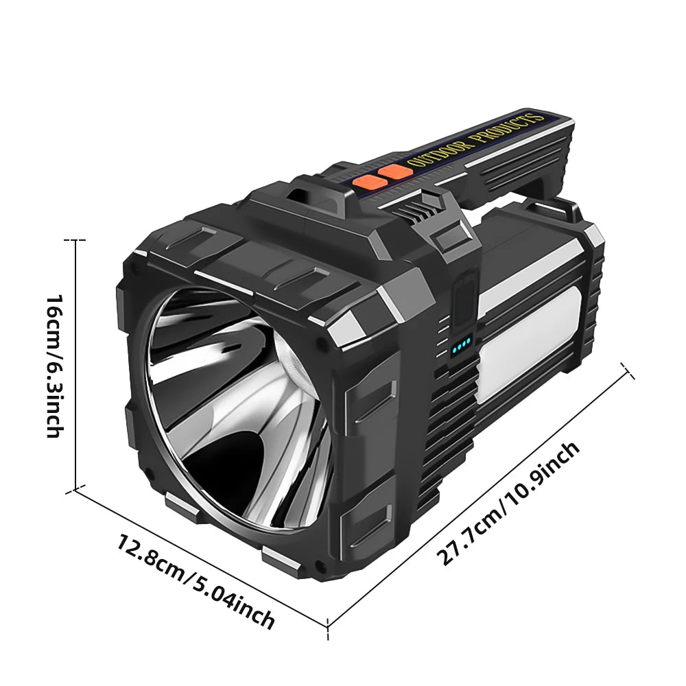 Solar Energy High Power LED Flashlight Type-C Rechargeable Waterproof