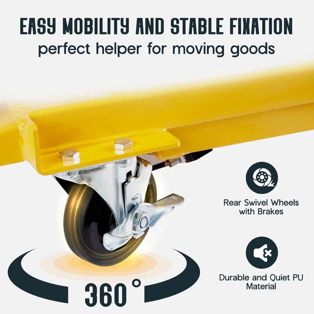 Hydraulic Lift Cart With Double Scissor Table And Wheels