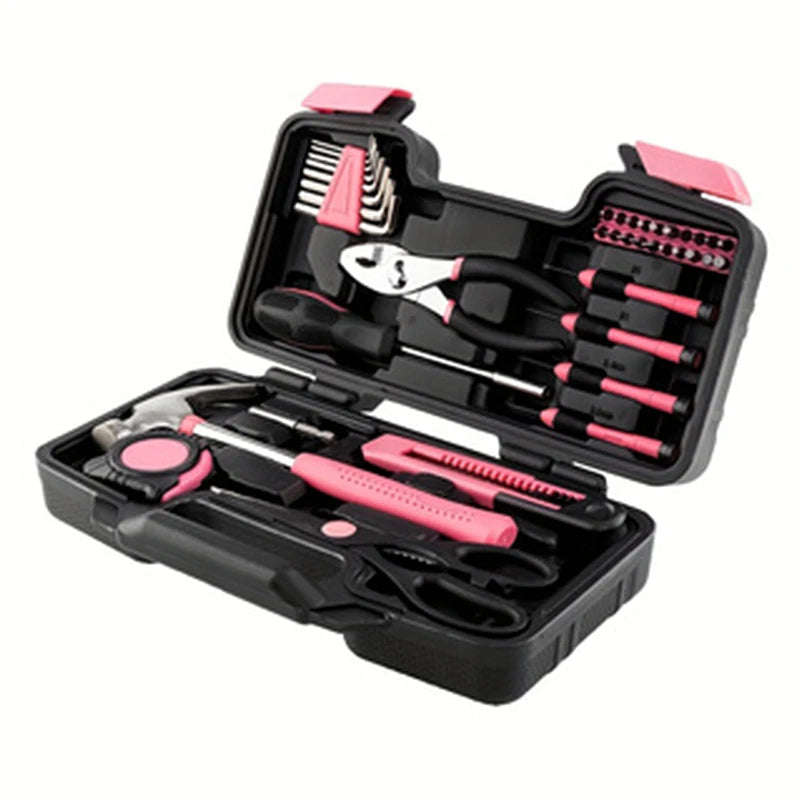39-Piece All Purpose Household Pink Tool Kit for Girls and Women