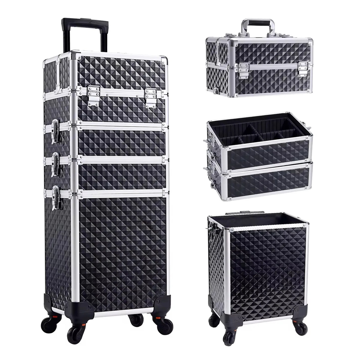 Makeup Trolley Case Detachable 4 in 1 Alloy Train Briefcase