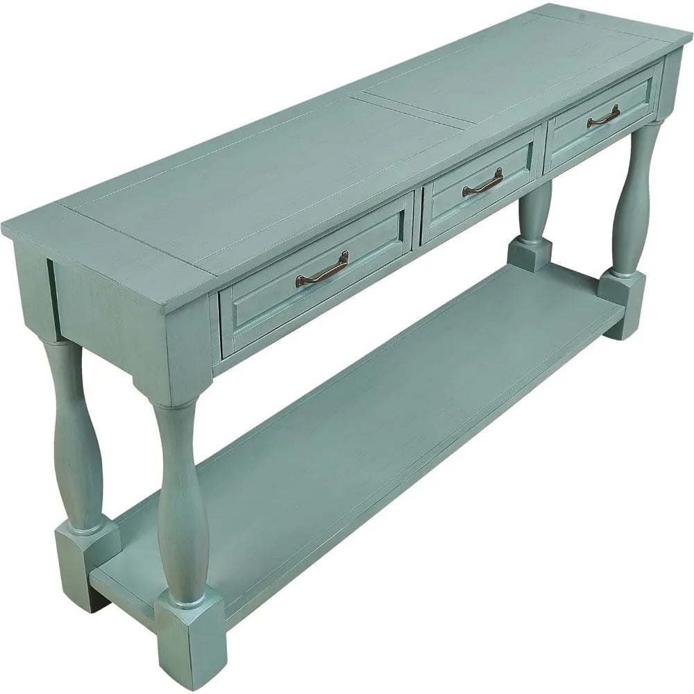 Long Narrow Entryway Table with Drawers, 63 Inch Sofa