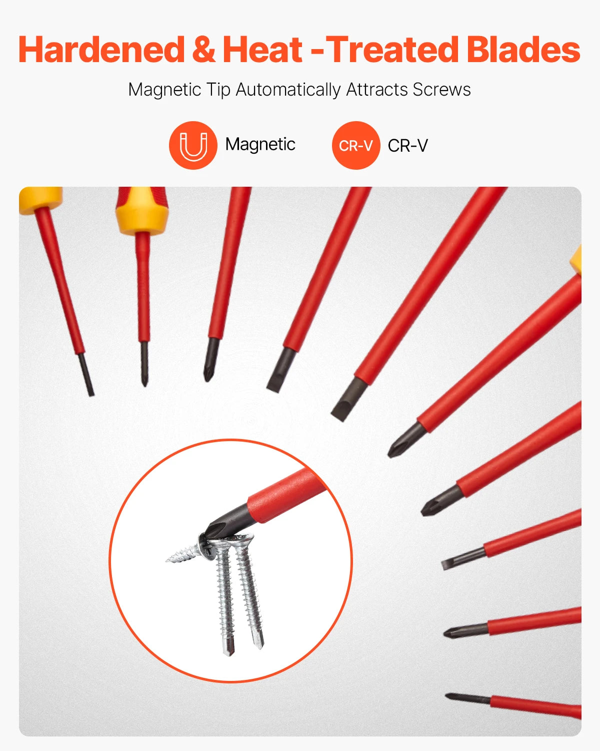 VEVOR Insulated Screwdriver Set Professional Electrical Screwdriver Set 1000V Insulated Electrician Tool Set Magnetic Phillips