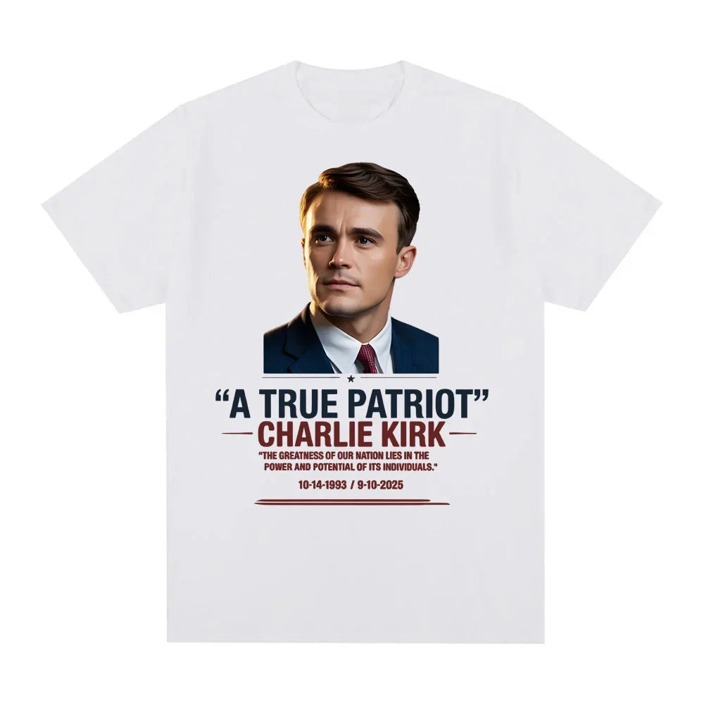Clothing A True Patriot Charlie Kirk Tee Shirt Unisex Cotton