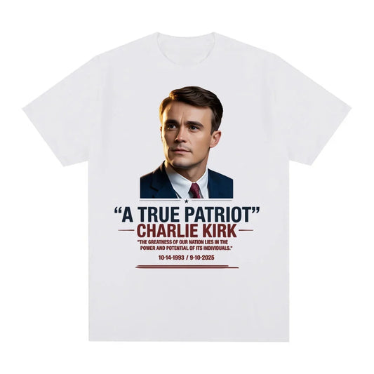 Clothing A True Patriot Charlie Kirk Tee Shirt Unisex Cotton