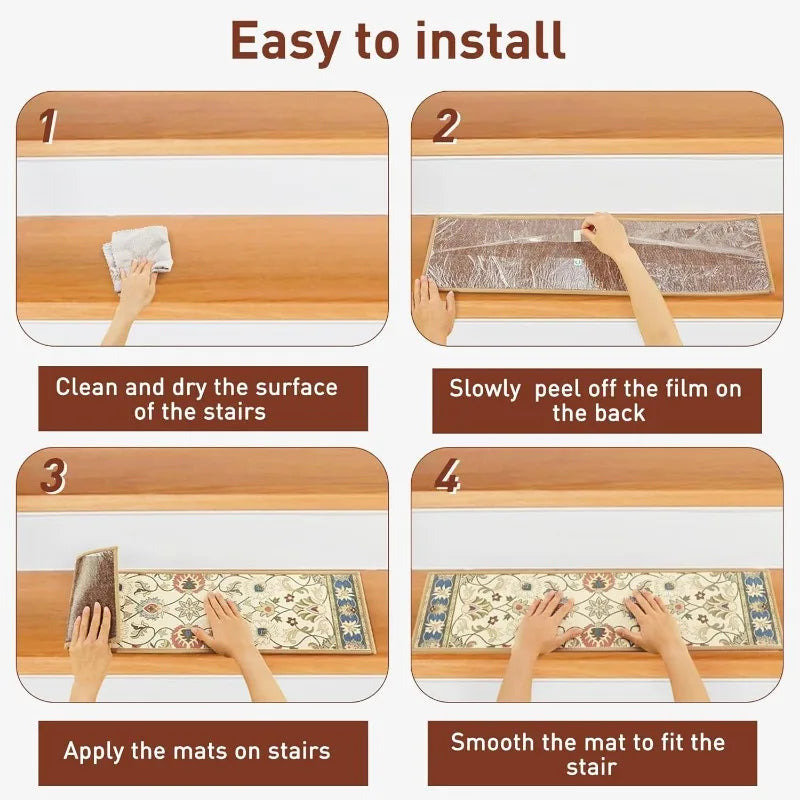 Carpet Stair Treads Non Slip for Wooden Steps 30inch X 8inch