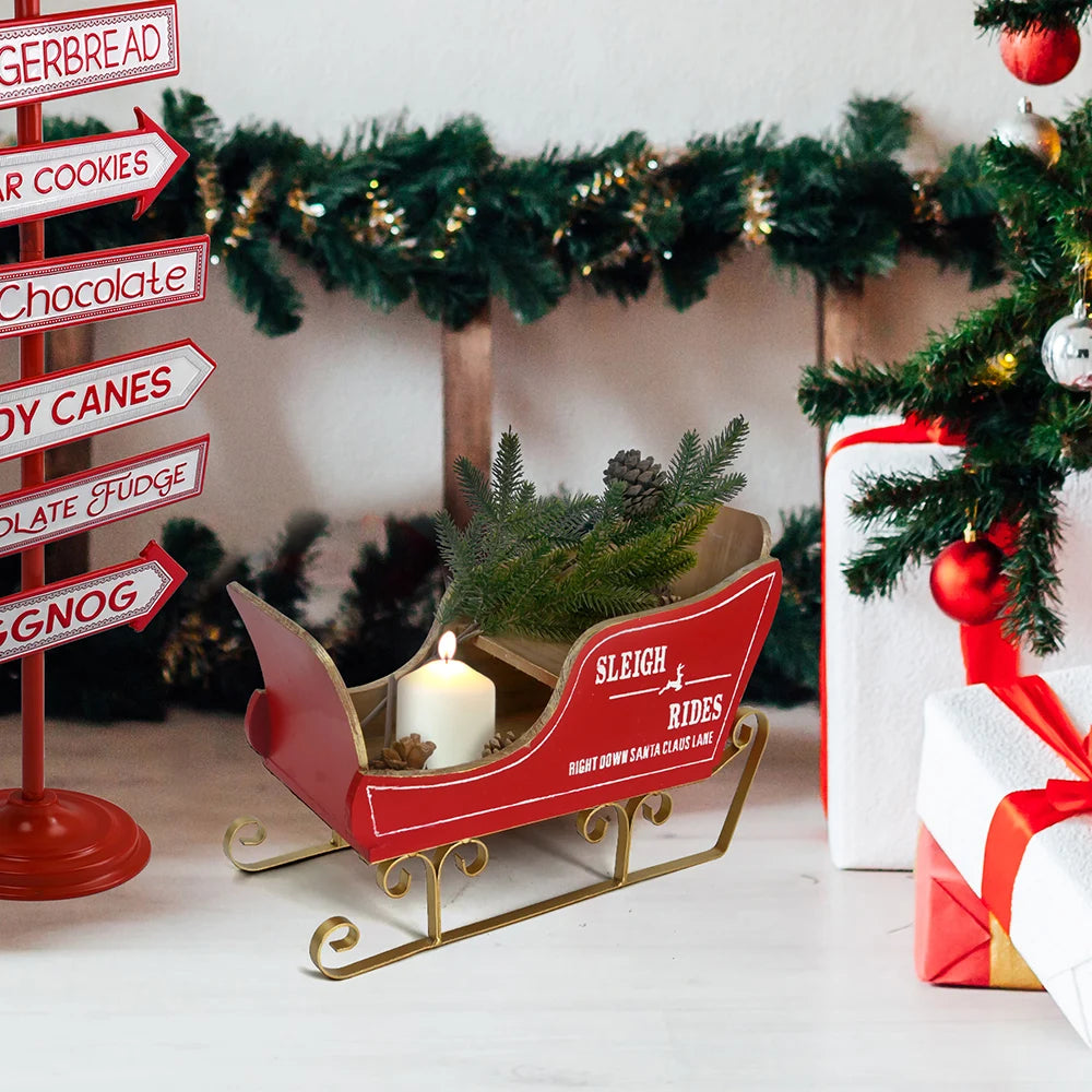 Christmas Craft Supplies Indoor Decoration Red Sledge Sleigh
