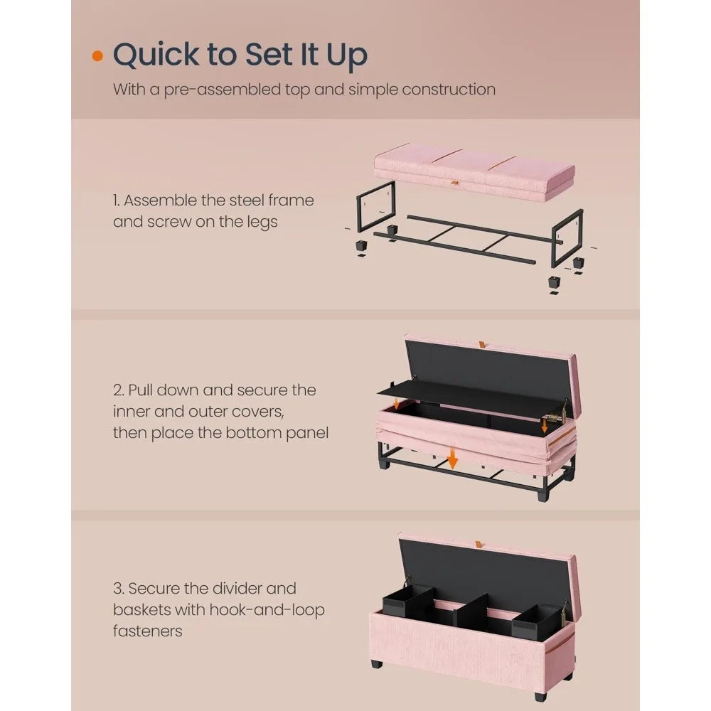 Storage Ottoman Bench, Storage Chest, 15.7 x 43.3 x 15.7 Inches