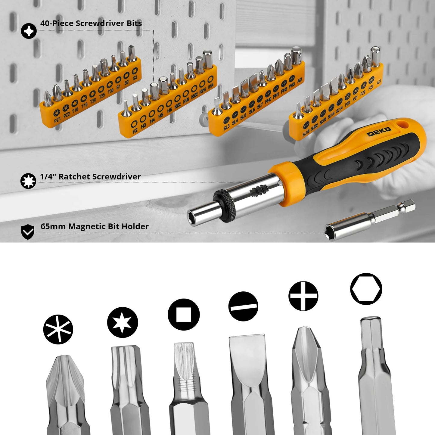DEKO 228Pcs Socket Wrench Auto Repair Tool Set with Toolbox