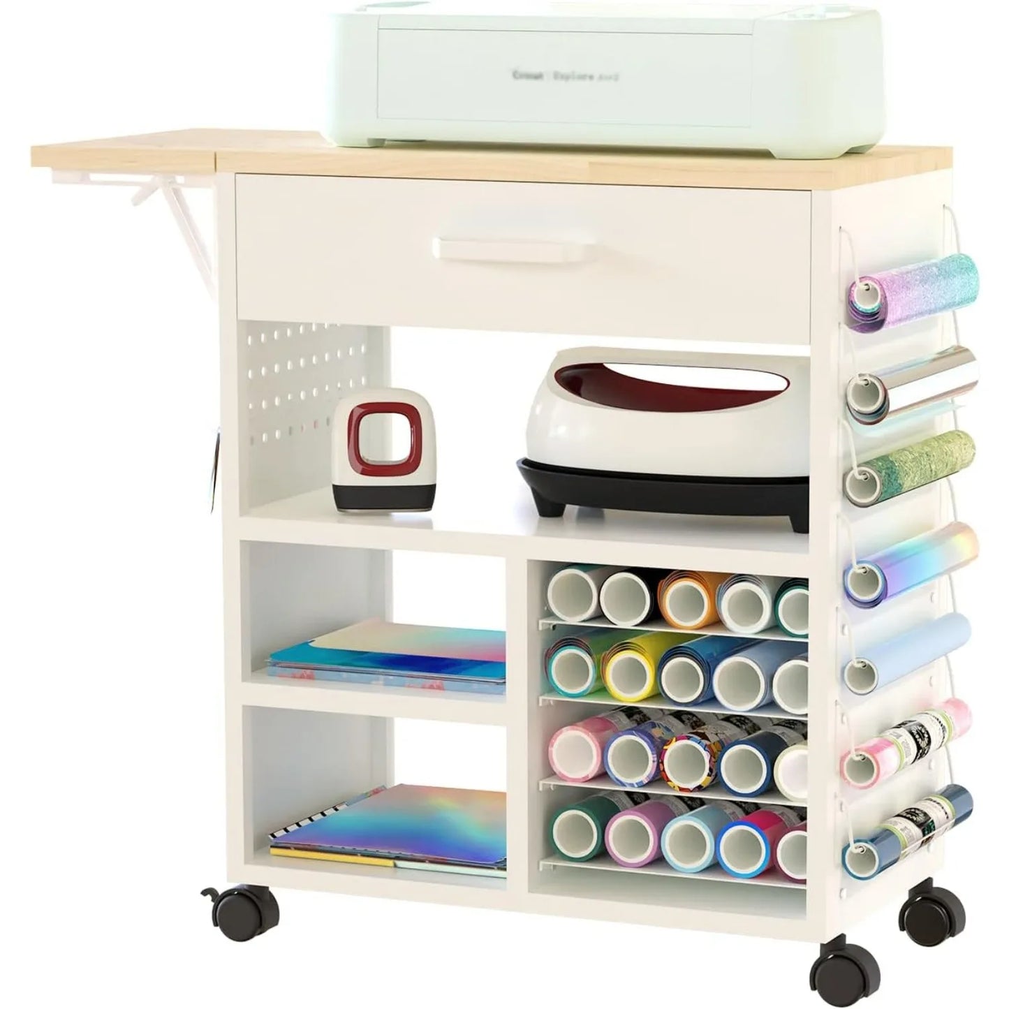Rolling Cricut Cart with Storage Drawers and Wheels