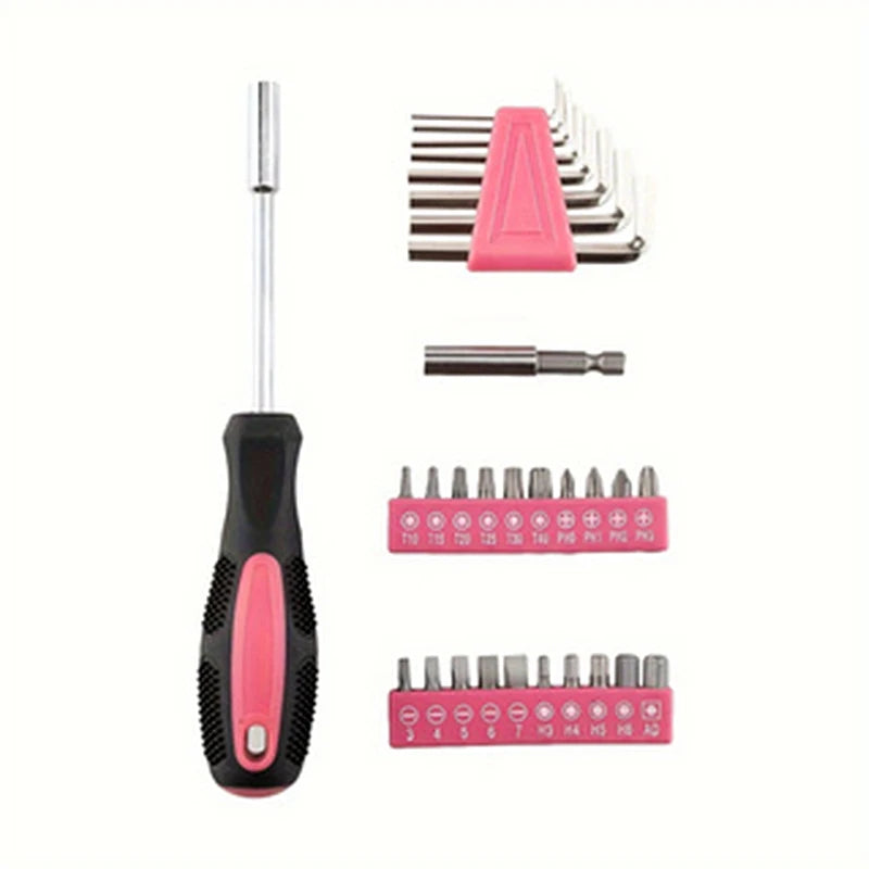39-Piece All Purpose Household Pink Tool Kit for Girls and Women