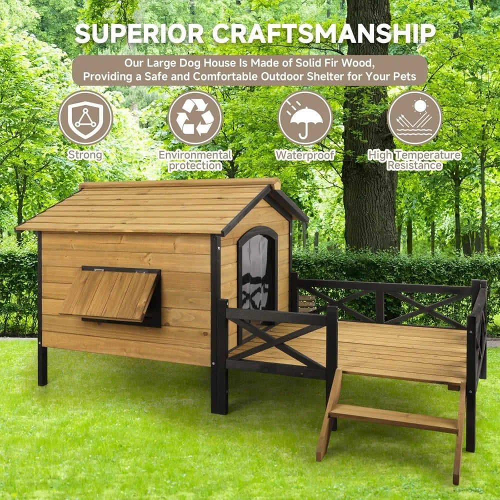 Large Outdoor Dog House, Extreme Outback Log Cabin Kennel