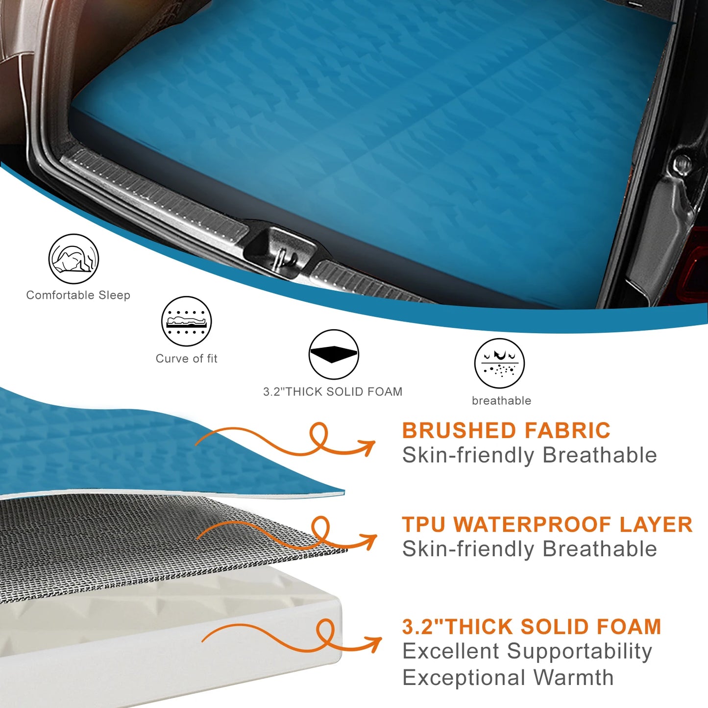 WTVIDAS 3D Self Inflating Tesla Model Y Camping Mattress