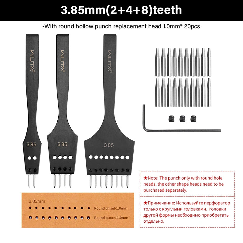WUTA 3G Leather Punches Head Replaceable Pricking Iron Tools