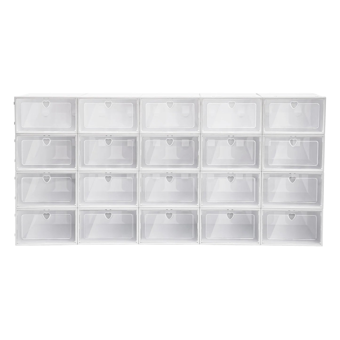 20 Pcs Clear Foldable Shoe Boxes Plastic Organizers Stackable Rectangular Storage Cases