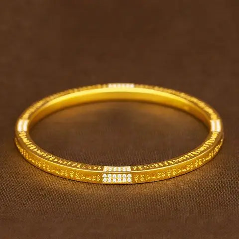 24K Gold Moissanite Mantra Bracelet With Sanskrit Inlay AU9999