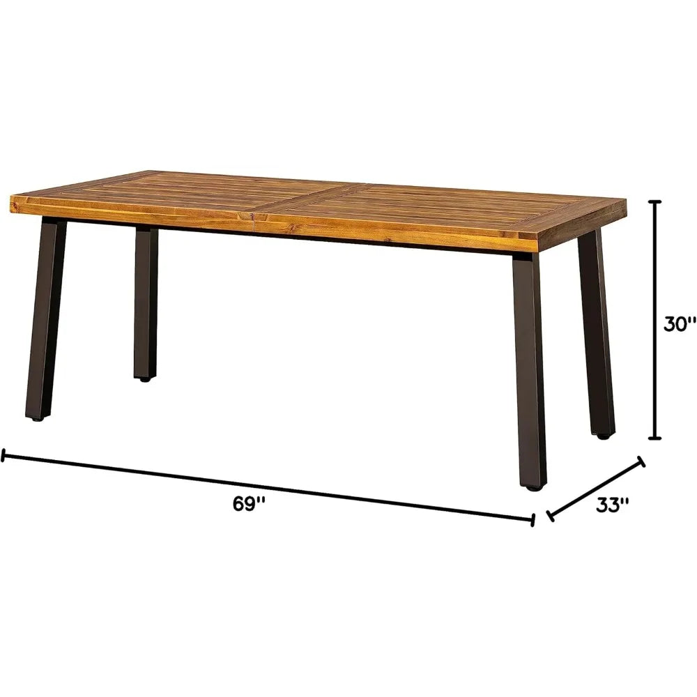 Acacia Wood Table 6-Person Indoor Outdoor Dining Table