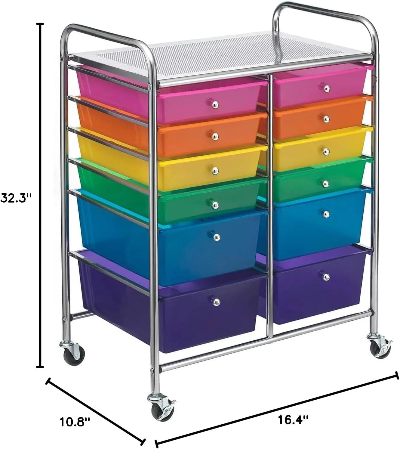 Multicolor 12 Drawer Rolling Cart for Crafting and Office