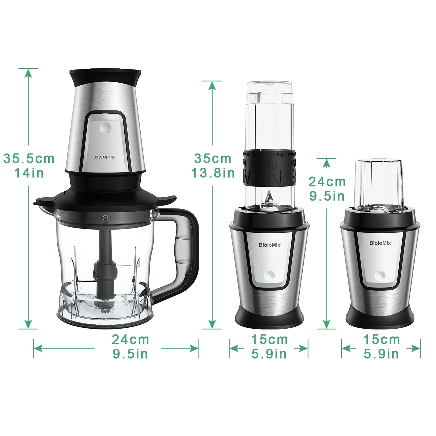 BioloMix 3-in-1 Multifunctional Food Processor 700W Blender