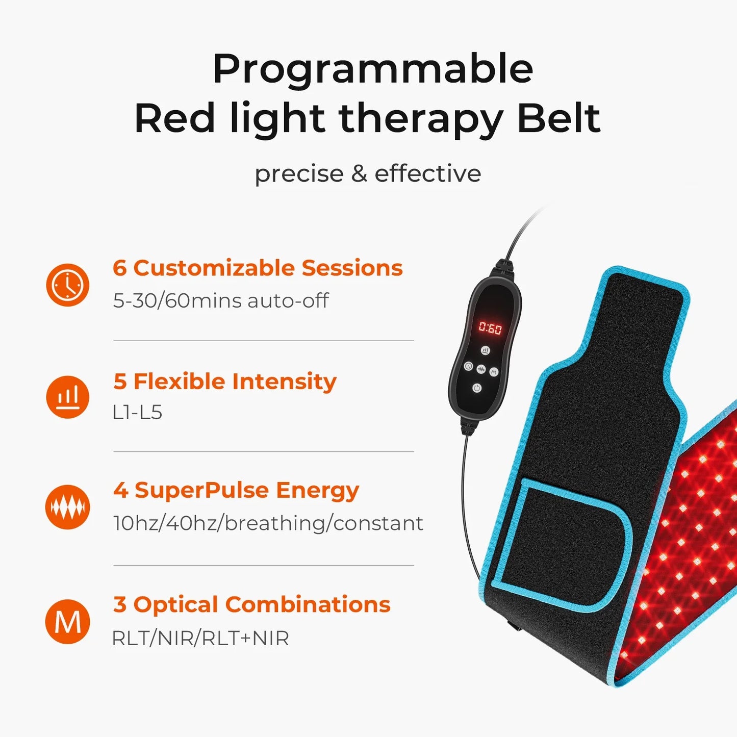 XceeFit Red Light Therapy Belt Near Infrared Pain Relief