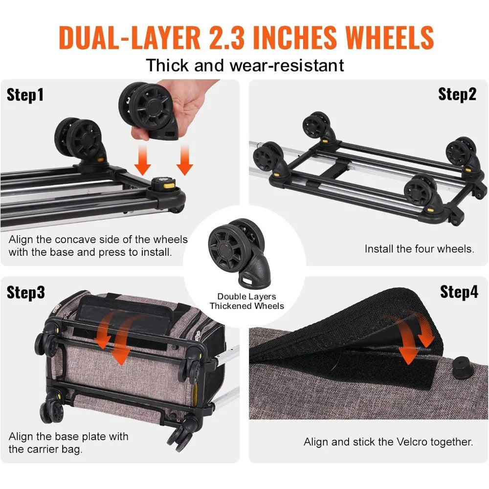Airline Approved Pet Carrier with Wheels for Cats and Dogs