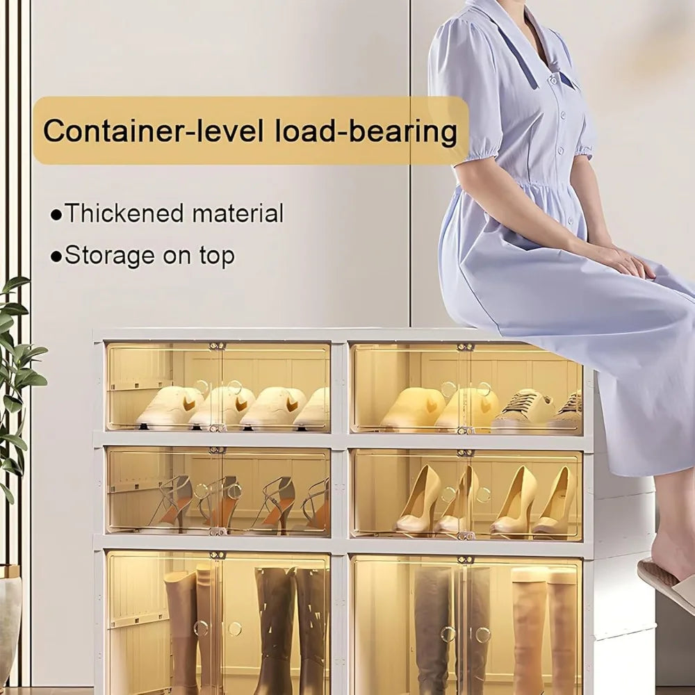 9-Tier Foldable Shoe Rack Organizer with Wheels for Closet