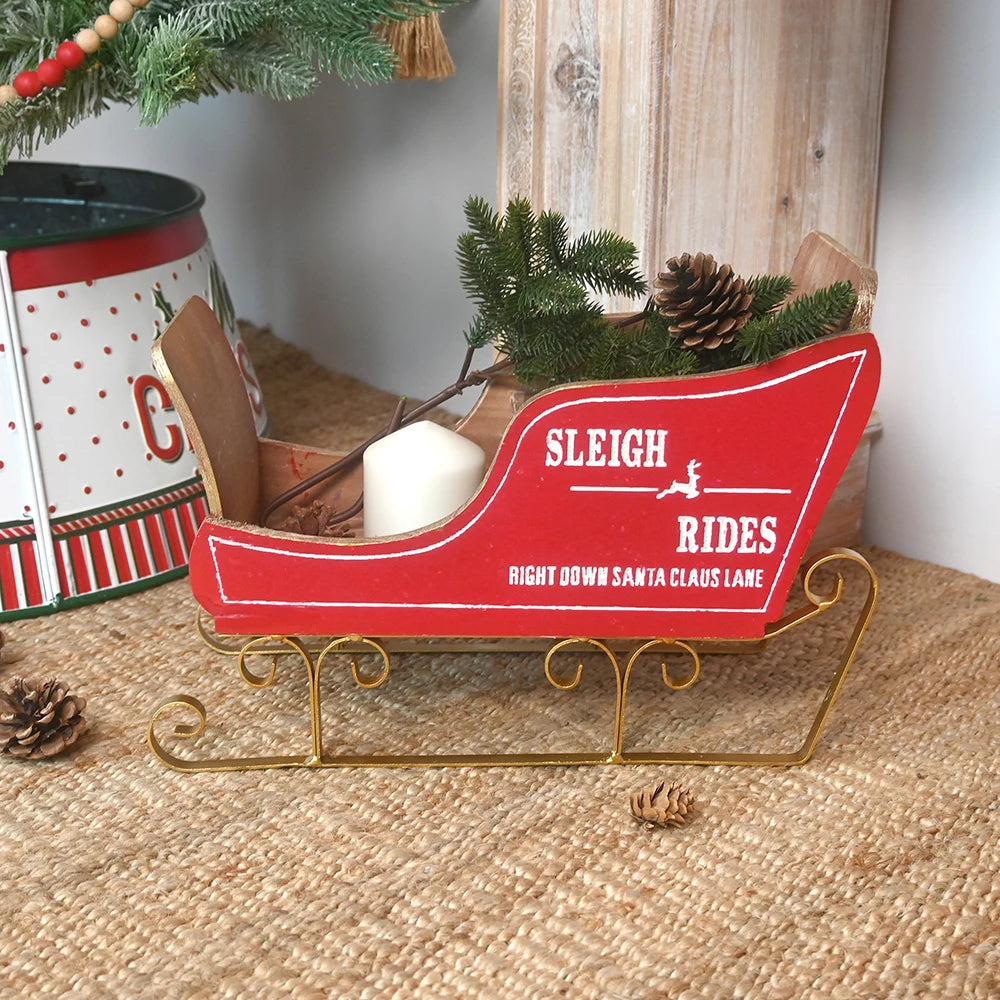 Christmas Craft Supplies Indoor Decoration Red Sledge Sleigh