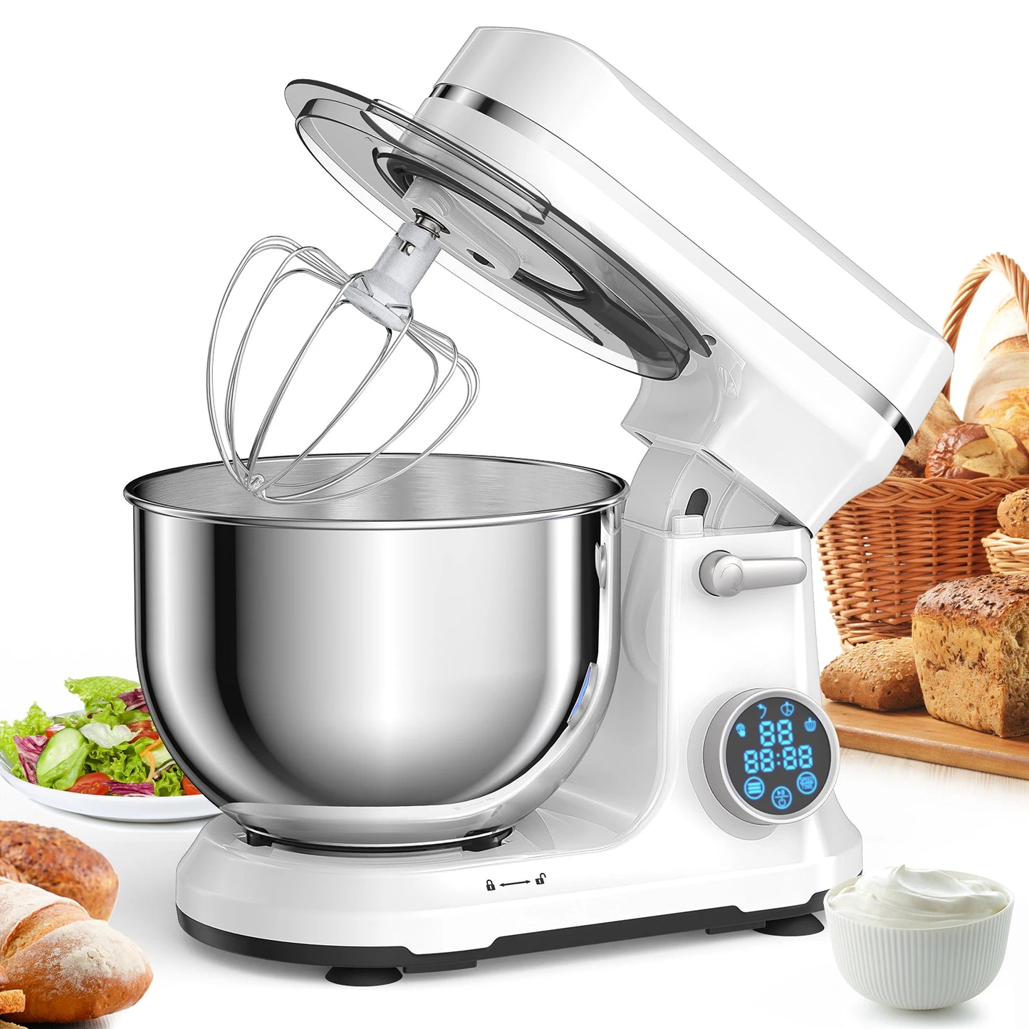 Biolomix Stand Mixer 1200W 11-Speed With Digital OLED Display Tilt-Head