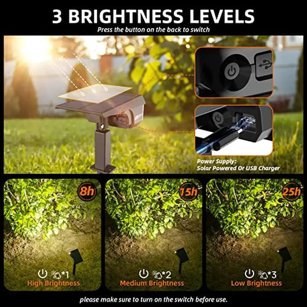 Outdoor Solar Spotlights 40 LEDs Waterproof USB Charging