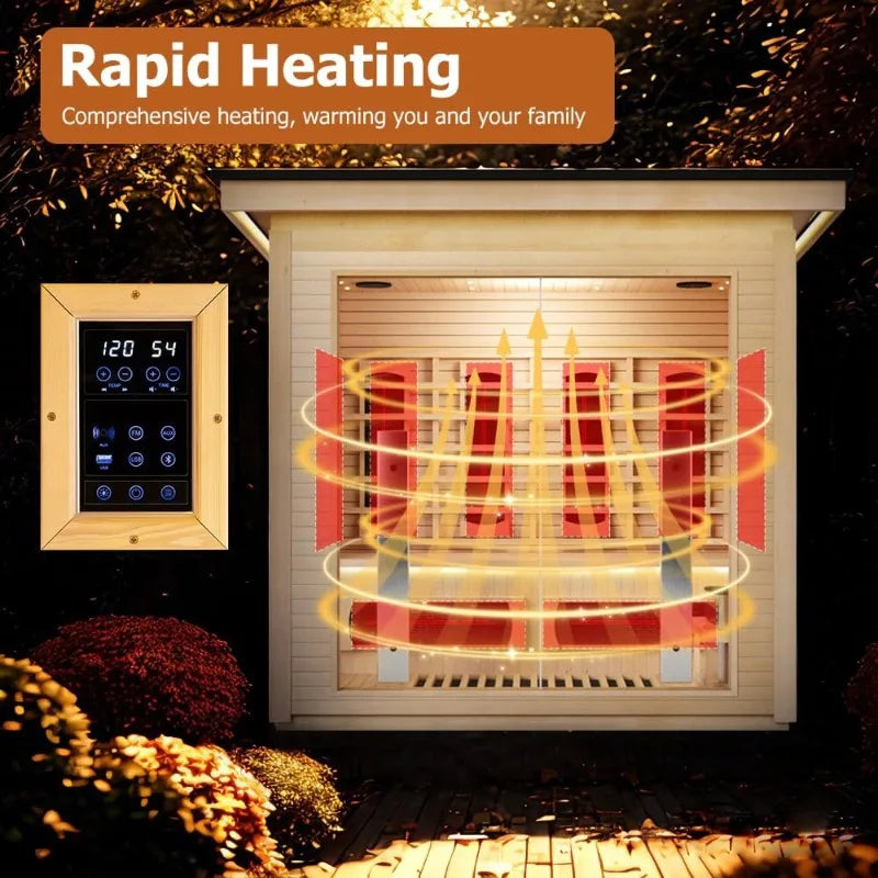 Feature Hybrid Far Infrared Traditional Wood Sauna Indoor Outdoor WiFi