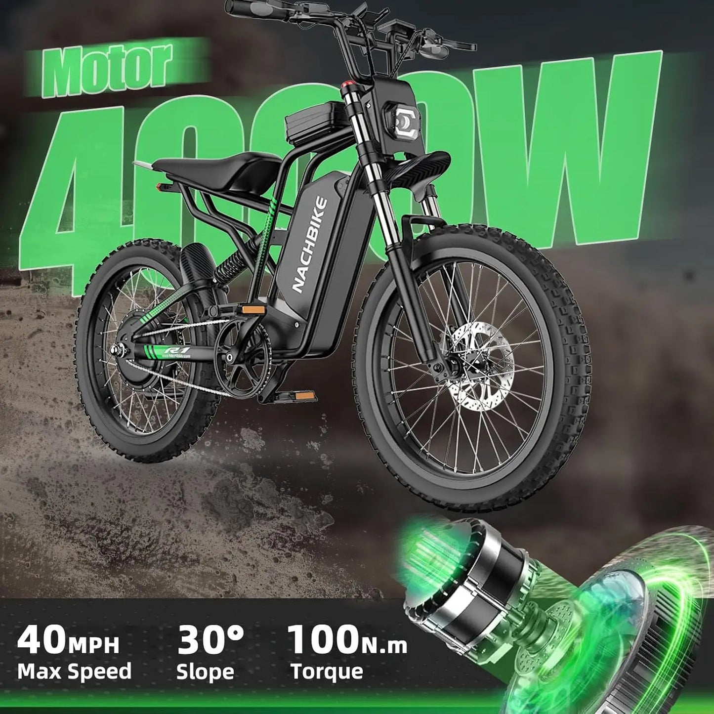 Electric Dirt Bike 4000W With 60V 25Ah Battery Hydraulic Brakes