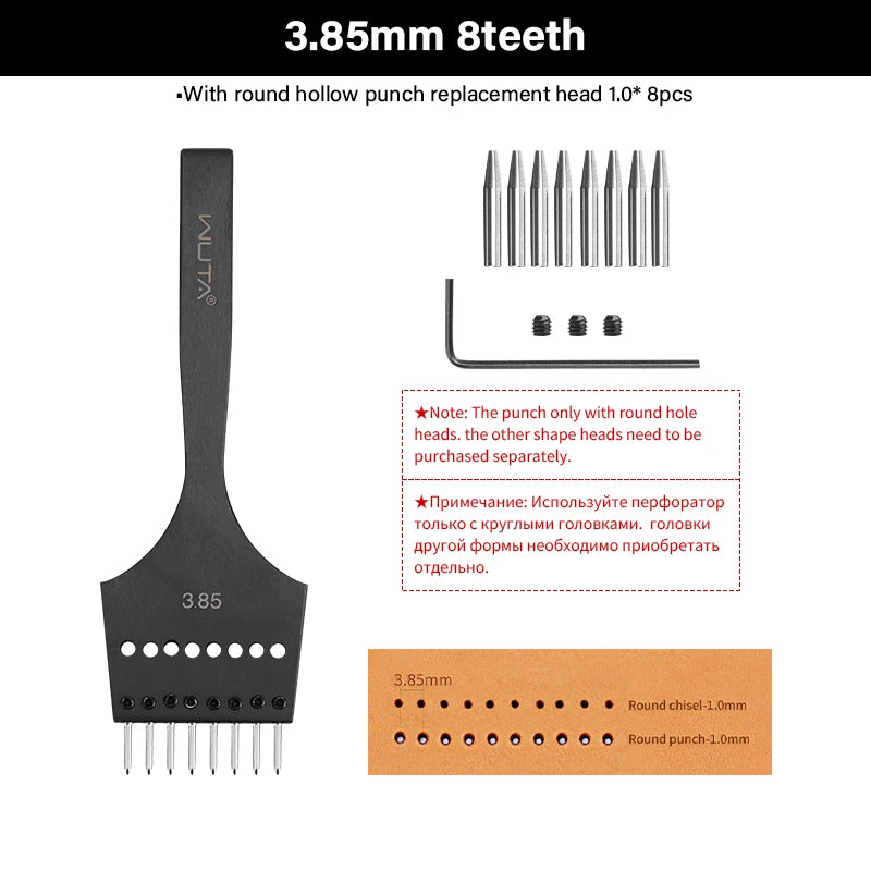 WUTA 3G Leather Punches Head Replaceable Pricking Iron Tools