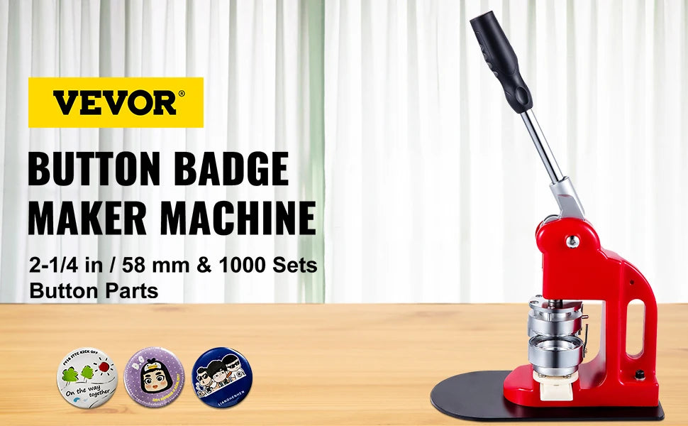 VEVOR 25-75MM Badge Maker Machine DIY Button Pin Broochs Press