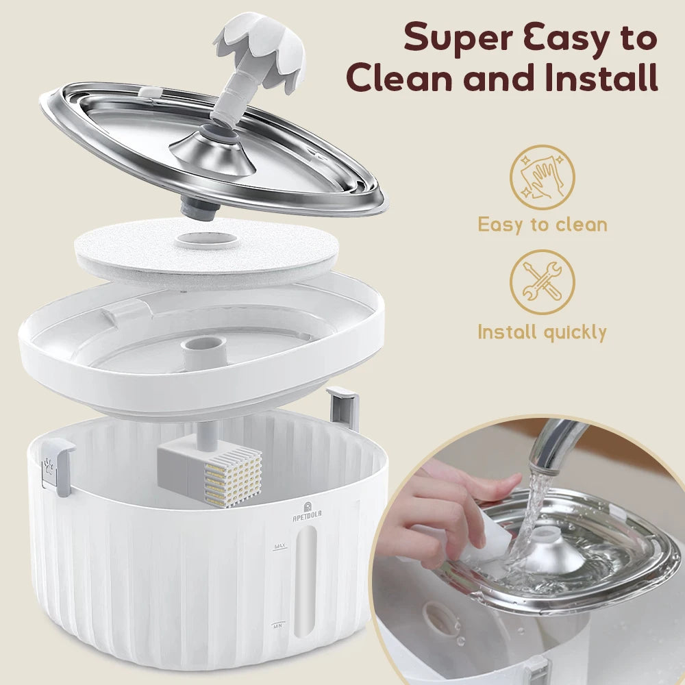 APETDOLA Cat Water Fountain Automatic Pet Water Dispenser