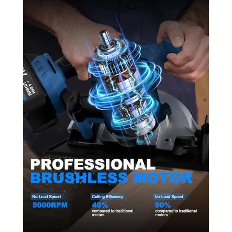 SHXI Cordless Brushless Circular Saw With 4.0Ah Battery And Charger