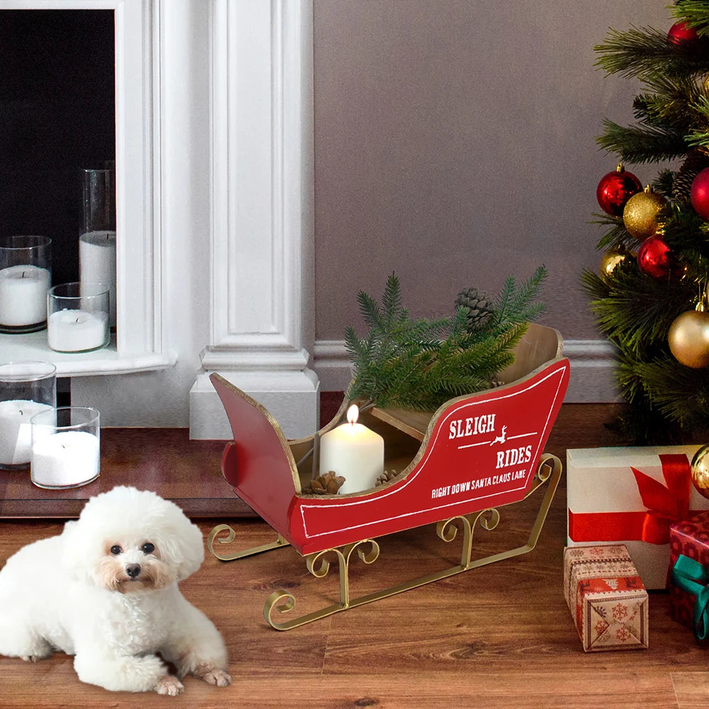 Christmas Craft Supplies Indoor Decoration Red Sledge Sleigh