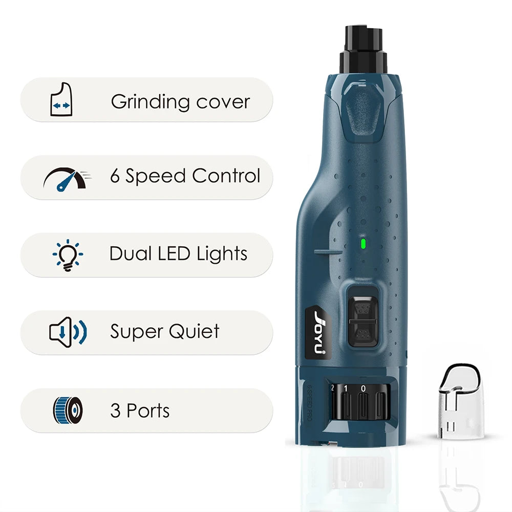 Dog Nail Grinder Dustproof with 2 LED Light Super Quiet 6-Speed Trimmer for Small Medium Large Dogs