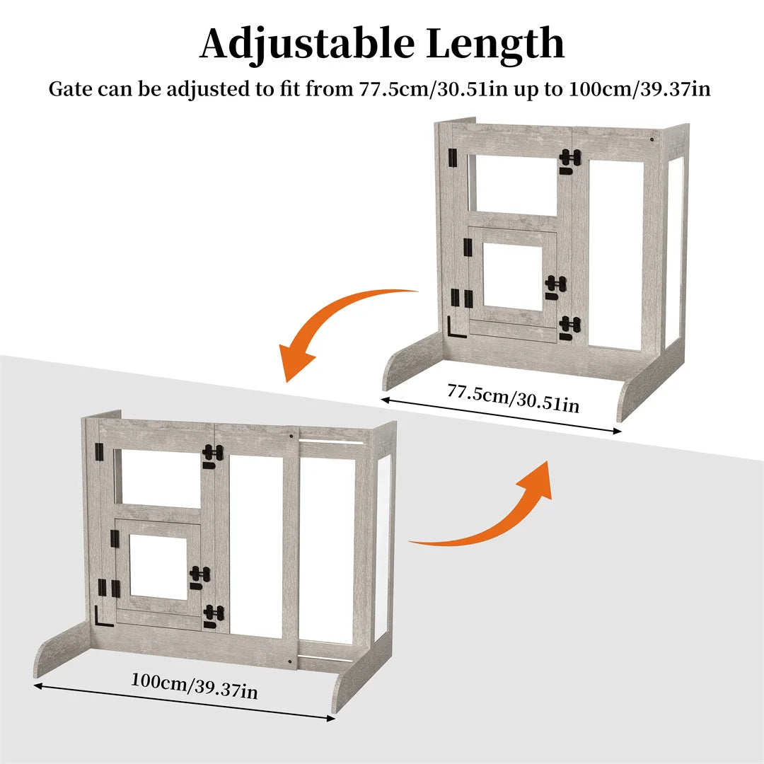 32 Inches Tall Freestanding Pet Dog Safety Gate with Lock Latch