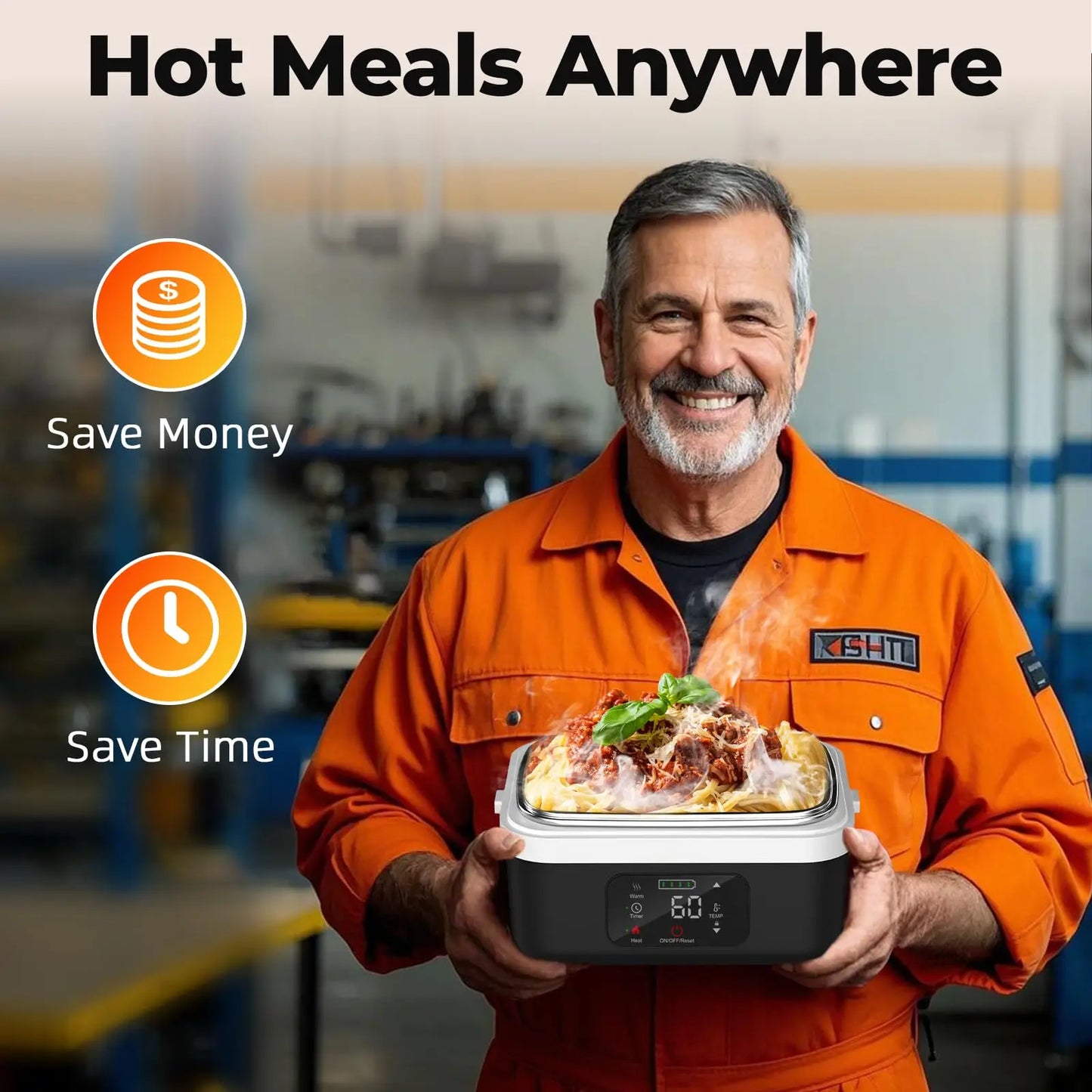 Wireless Electric Insulated Lunch Box With 8000mAh Battery 60 Watt