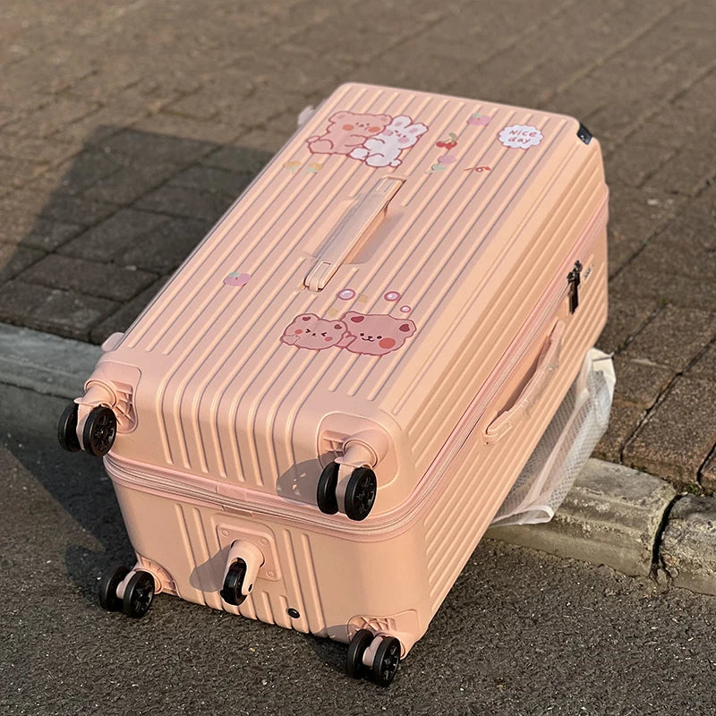 Unisex Rolling Luggage Cabin Holiday Suitcase Sets Couples Travel Anti-Fall Package with Wheels