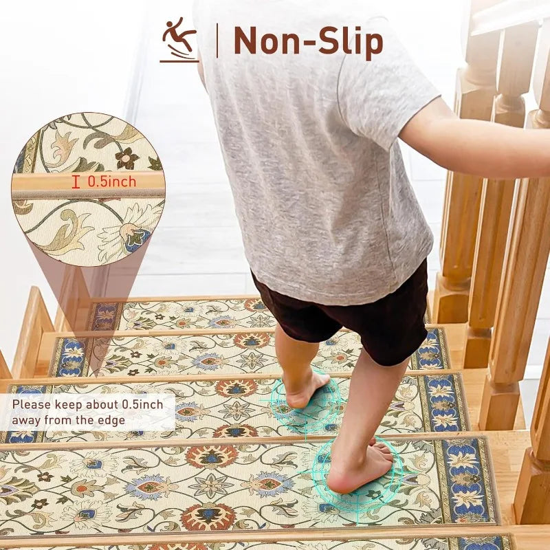 Carpet Stair Treads Non Slip for Wooden Steps 30inch X 8inch