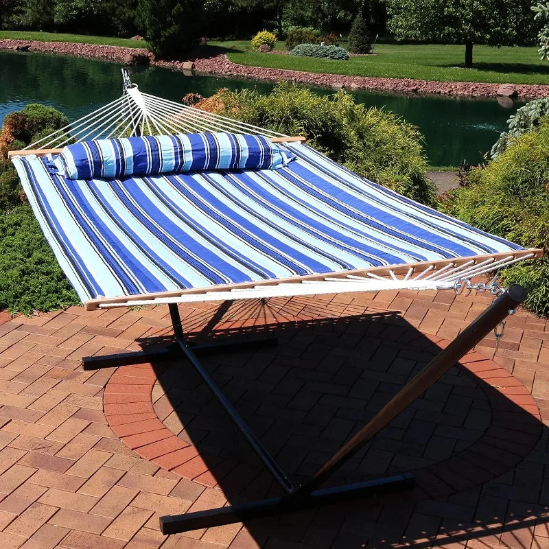 Quilted Outdoor Hammock with Spreader Bars 450-Pound Capacity