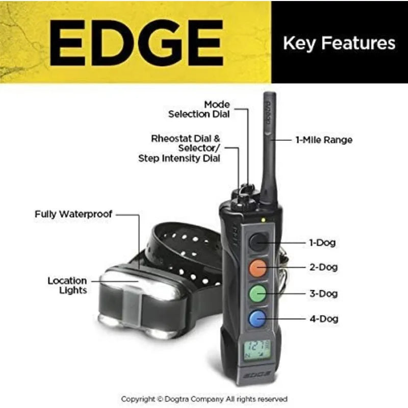 Edge Long Range High-Output 1-Mile Waterproof 4-Dog Expandable E-Collar with LED Receiver