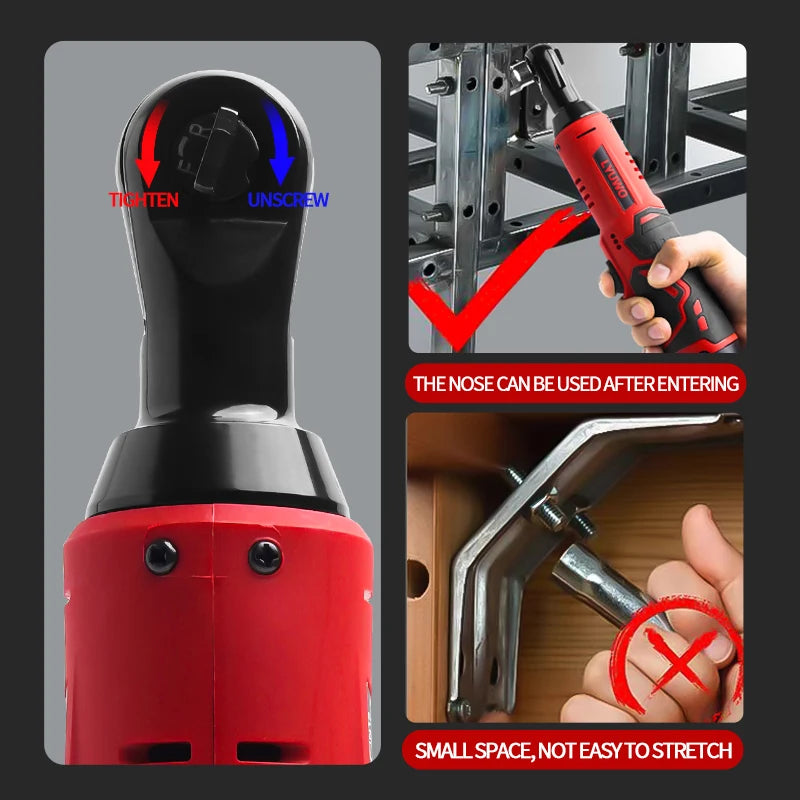 LYUWO 3/8 Rechargeable Electric Ratchet Set Angle Drill