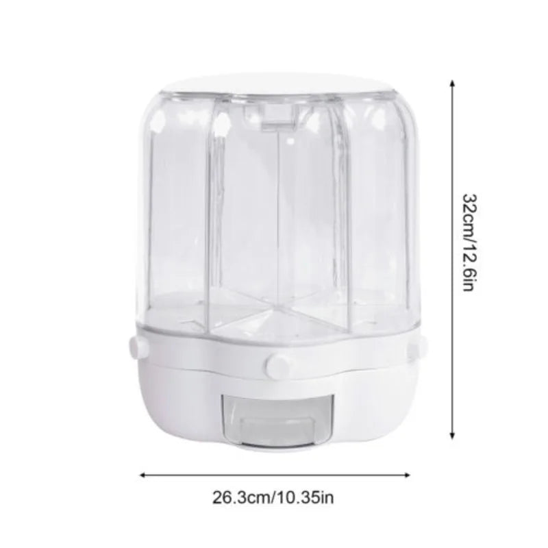 Rotating Food Storage Containers For Rice Beans Grains With Lid
