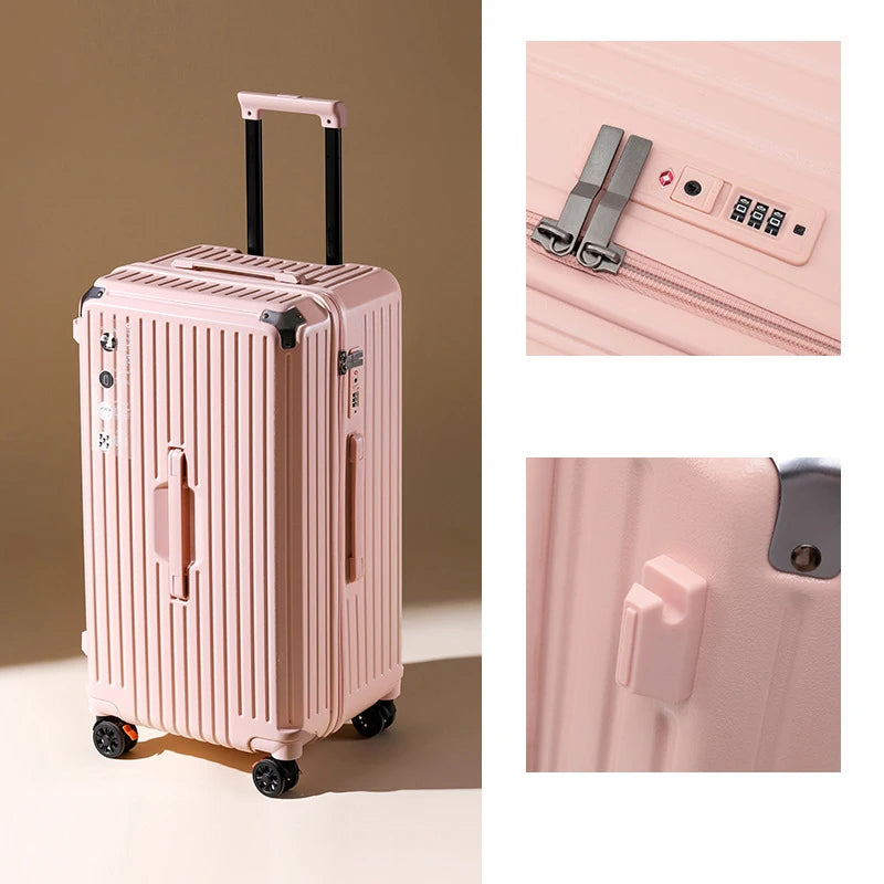 Unisex Rolling Luggage Cabin Holiday Suitcase Sets Couples Travel Anti-Fall Package with Wheels