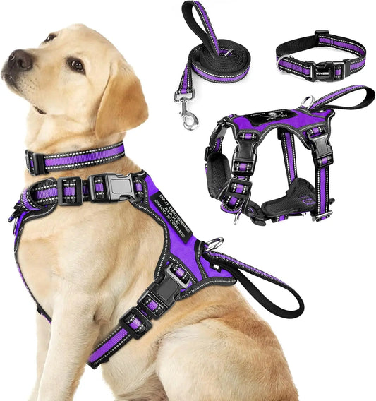 Pet Harness Collar and Leash Set All-in-one Reflective Dog Harness