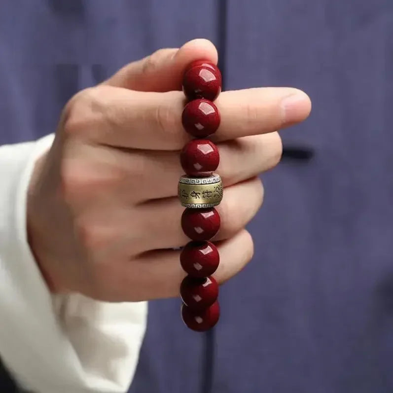 Natural Cinnabar Zodiac Life Buddha Six Character Mantra Bracelet