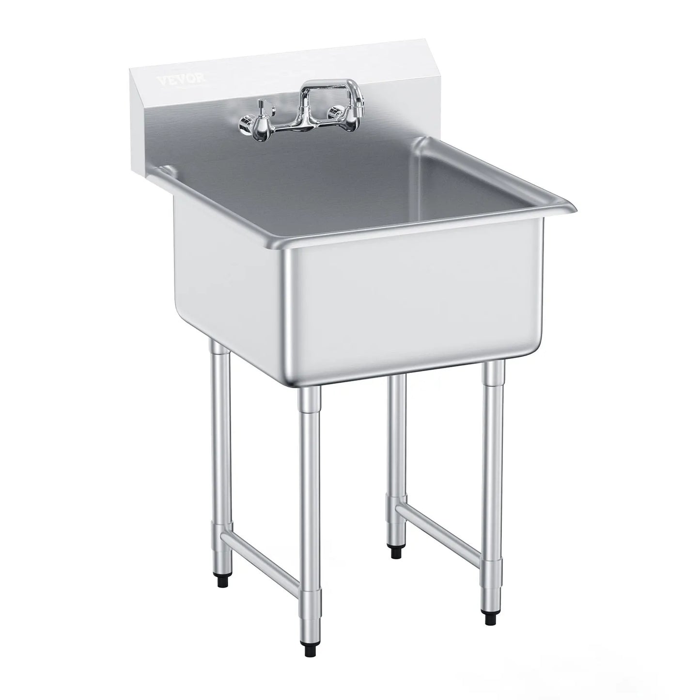 SucceBuy Commercial Stainless Steel Prep And Utility Sink With Faucet