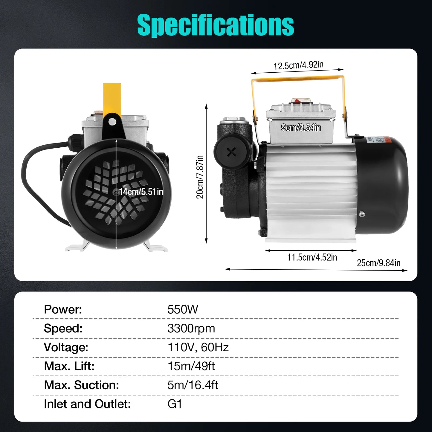110V AC Motor Oil Fuel Fluid Extractor Electric Transfer Pump